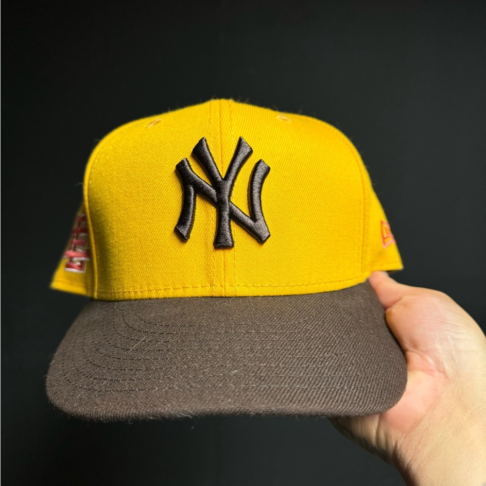 Eric Emanuel Yankee Fitted hat size 7 1/2 in yellow and brown used